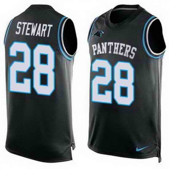 Nike Panthers #28 Jonathan Stewart Black Team Color Mens Stitched NFL Limited Tank Top Jersey